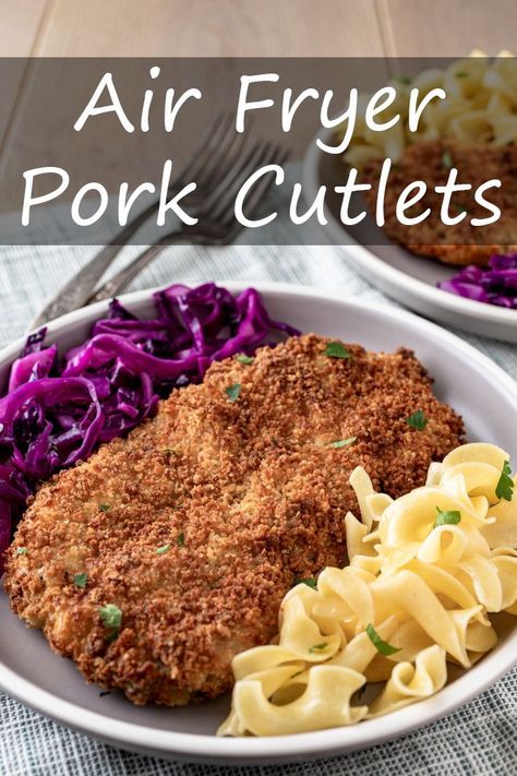 Breaded Pork Cutlets Air Fryer, Air Fryer Pork Cutlets, Pork Cutlets In Air Fryer, Pork Cutlet Recipes Easy, Pork Sirloin Chops, Red Cabbage Sauerkraut, Pork Cutlet Recipes, Air Fryer Recipes Pork, Homesteading Recipes