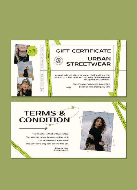 Gift Certificate Urban Fashion Voucher Template PSD Folder Cover Design, Graphic Design Portfolio Book, Gift Voucher Design, Voucher Template, Voucher Design, Folder Cover, Ticket Design, Fashion Layout, Portfolio Book