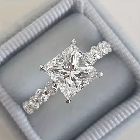 Faster shipping. Better service Princess Wedding Ring Sets, Unique Princess Cut Engagement Rings, Bridal Ring Sets Princess Cut, Princess Promise Rings, Star Dresses, Princess Cut Engagement Ring, Couples Ring, Princess Cut Engagement, Princess Cut Moissanite