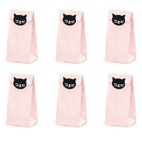 Kitten Party Favors, Cat Party Favors, Cat Party Decorations, Cat Candles, Pink Treats, Cat Themed Parties, Pink Gold Birthday, Kitten Party, Black Cat Sticker