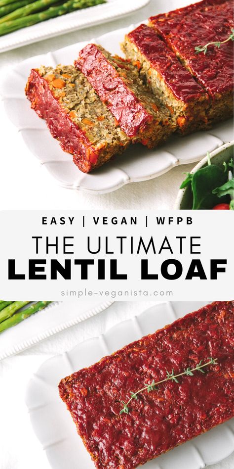 Lentil Dinner Recipes, Lentil Dinner, Vegan Lentil Loaf, Lentil Loaf Recipe, Lentil Meatloaf, Vegan Meatloaf, Lentil Loaf, Vegan Lentil, Classic Meatloaf