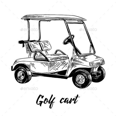 Hand Drawn Sketch of Golf Cart #Ad #Drawn, #AD, #Hand, #Sketch, #Cart Golf Logo Design, Swan Drawing, Latest Tattoo Design, Golf Pictures, Poster Decorations, Logo Creation, Hand Sketch, Photography Logos, Golf Cart