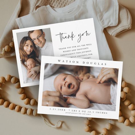 Gender Neutral Invitations, Baby Thank You Cards, Baby Event, Birth Announcement Card, Newborn Baby Photos, Baby Birth Announcement, Simple Photo, Announcement Cards, Baby Birth