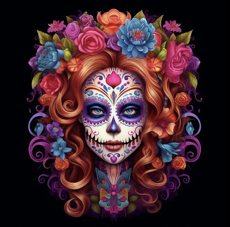 Weird Pics, Sublimation Ideas Projects Inspiration, Day Of The Dead Art, Sublimation Ideas, Sugar Skull Art, Sugar Skulls, Mexican Folk Art, Sugar And Spice, Skull Art