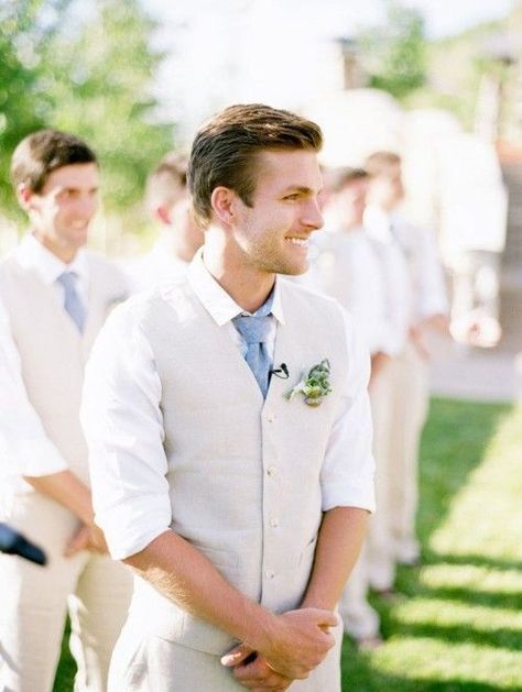 37 Stylish Summer Groom Attire Ideas | Check out Island Importer for all Linen Groom's Wear Casual Grooms, Beach Wedding Attire, Mens Wedding Attire, Groom Wedding Attire, Beach Suit, Wedding Groomsmen, Wedding Beach, Groomsmen Attire, Groom Suit