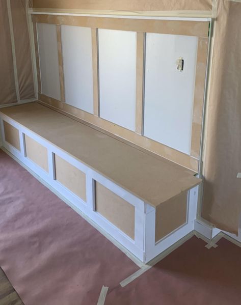 Built-In Bench with Storage - How to Build One Small Dining Room Built In Bench, Built In Dining Bench, Diy Bench Seat, Built In Bench Seating, Bench Seating Kitchen, Wall Bench, Mudroom Storage Bench, Mudroom Bench Seat, Diy Storage Bench