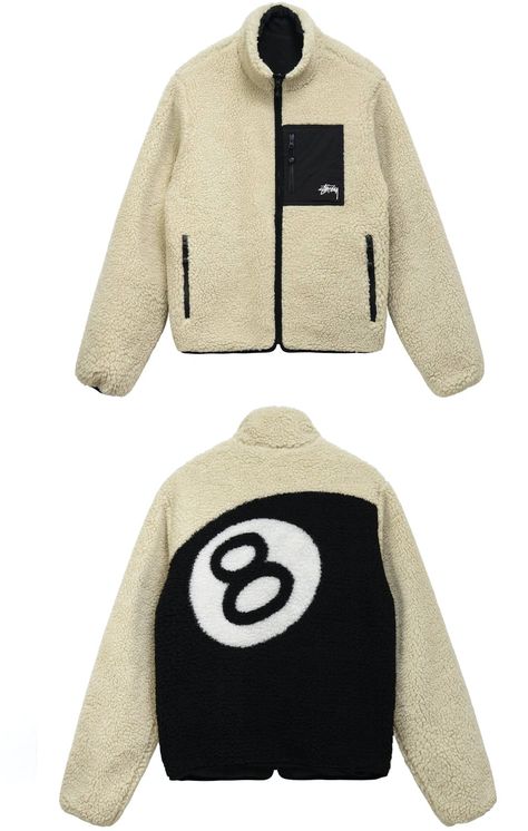 Stussy Sherpa Jacket, Stussy Fleece Jacket, Stussy 8 Ball Sherpa, Stussy 8 Ball Fleece, 8 Ball Fleece, Stussy Fleece, 8 Ball Design, Stussy Jacket, Stussy 8 Ball