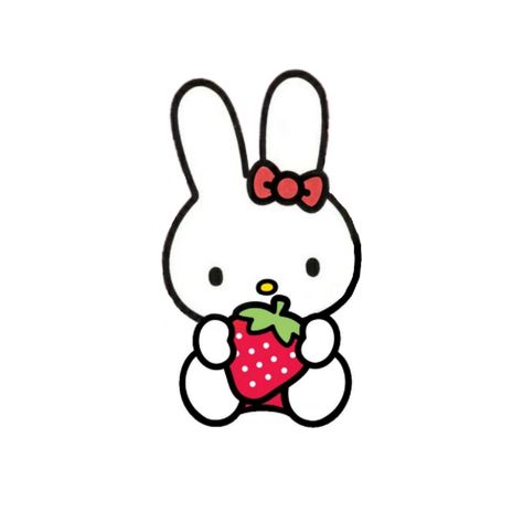 Sanrio Phone Icons, Bunny With Strawberry, Bunny And Strawberry, Miffy Strawberry, May Melody, Shrink Charms, Miffy Icon, Girly Doodles, Sanrio Coloring Pages