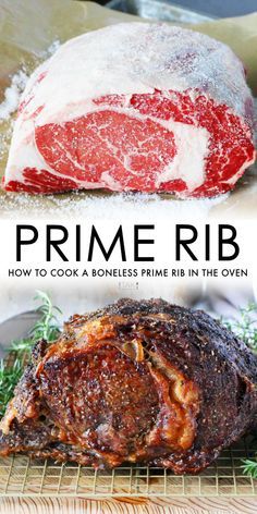 Prime Rib In The Oven, Boneless Prime Rib Recipe, Boneless Prime Rib, Prime Rib Roast Recipe, Cooking Prime Rib, Rib Roast Recipe, Rib Recipe, Prime Rib Recipe, Prime Rib Roast