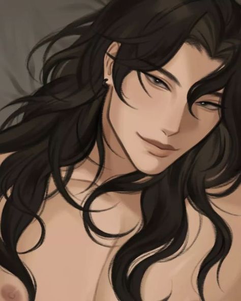 Guy With Long Black Hair Drawing, Male Long Hairstyles Drawing Reference, Rockstar Oc Male, Korean Oc Art, Guy With Long Hair Drawing, Hairstyle Concept Art, Long Hair Styles Drawing, Male Character Design Black Hair, Long Hair Boy Drawing