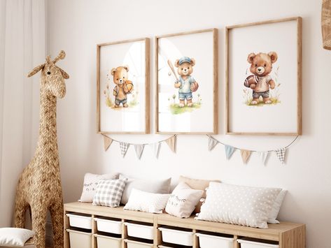 Golf Nursery, Sports Nursery Decor, Teddy Bear Nursery Decor, Teddy Bear Wall Art, Sports Nursery Theme, Christmas Nursery, Sports Nursery, Teddy Bear Nursery, Bear Nursery Decor