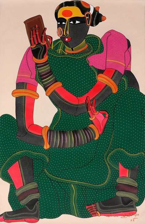 “The ‘Telangana woman’ brought me a unique identity. To me they represent strength.”- Thota Vaikuntam Absolute Tuesdays Auction, 15 March, between 8am - 8pm IST⁠. #storyltdauction #storyltdabsolutetuesdays #noreserveauction #noreservepriceauction #onlinebid #onlineartauction #bidtobuy #onlineartgalleries #bidnow #indianartist #indianartworks #buyartonline #artauctions #artcollectors #eyeforart #auctionhouse #ThotaVaikuntam Tiano Indian Art, Thota Vaikuntam Paintings, Telangana Art Paintings, Varsha Kharatmal Paintings, Indian Women Painting Culture, Bharatnatyam Painting On Canvas, Buddha Art Drawing, Indian Artist, Indian Folk Art