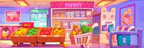 Grocery Store Interior, Silly Kitty, Logo Banners, Store Interior, Cityscape Photos, 2d Art, Nature Backgrounds, Kawaii Art, Heart With Arrow