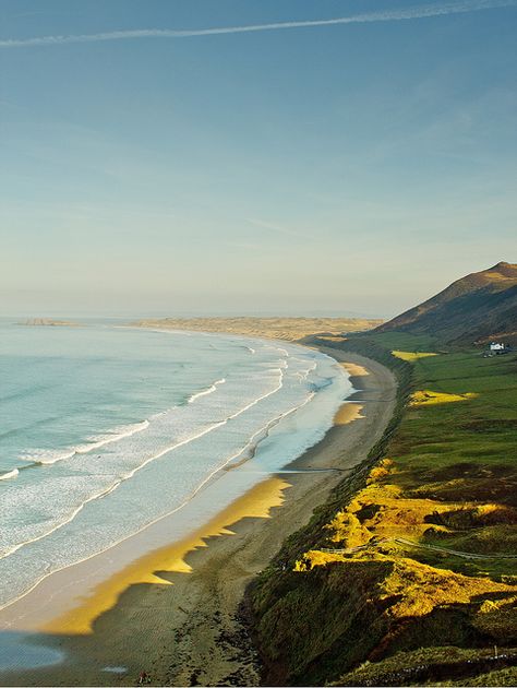 Rhossili Bay, Swansea Wales, British Beaches, Gower Peninsula, Uk Beaches, Artificial Christmas Garland, Wales Uk, 9 Hours, White Lights