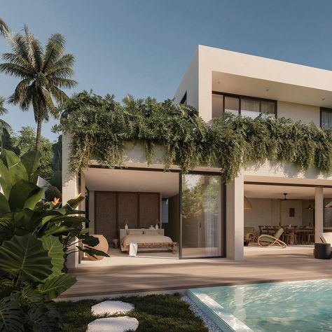 Tías Villas🌴 Combining minimalistic luxury in harmony with nature. Get a glimpse into the epitome of elegance and comfort. This Villa… | Instagram Minimalistic Luxury, In Harmony With Nature, Tropical Architecture, Mega Mansions, Harmony With Nature, Tropical Holiday, Green Architecture, Tropical House, Villa With Private Pool