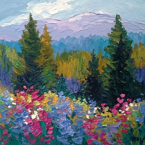 Wildflowers and Sunshine by Laura Reilly Acrylic ~ 10 x 10 Laura Reilly, Paint Inspo, Canvas For Beginners, Canvas Painting Ideas, Soyut Sanat Tabloları, Arte Inspo, Nature Art Painting, Beginner Painting, Fun Art