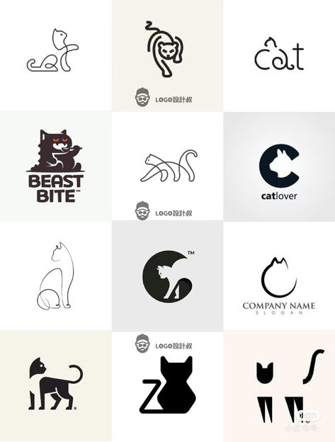 Cat Logo Design Ideas Creative, Cat Logo Ideas, Cat Logo Design Ideas, Logo Chat, Cat Branding, Cat Logos, Animal Logo Design, Cat Pattern Wallpaper, Logomark Design