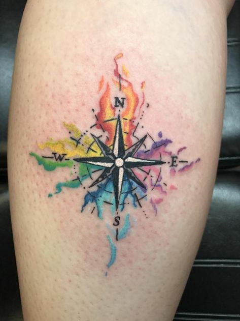 Element Tattoos, Watercolor Compass Tattoo, Japanese Tattoo Women, Vegas Tattoo, Compass Tattoo Design, Small Tattoos Simple, Japanese Tattoos, Irezumi Tattoos, Japanese Sleeve Tattoos