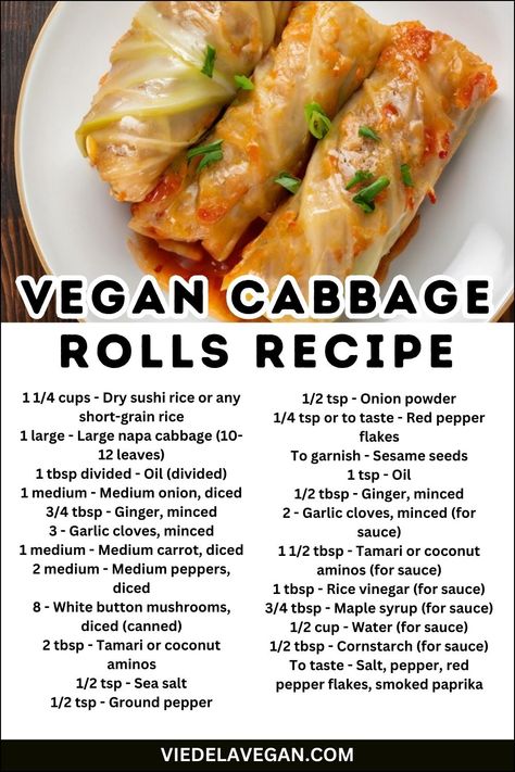 Vegan Cabbage Rolls Recipe Cabbage Recipes Vegan, Vegan Stuffed Cabbage Rolls, Tofu Cabbage Rolls, Plant Based Cabbage Rolls, German Cabbage Rolls, Lentil Stuffed Cabbage Rolls, Best Cabbage Rolls Recipe, Vegetarian Cabbage Rolls, German Cabbage