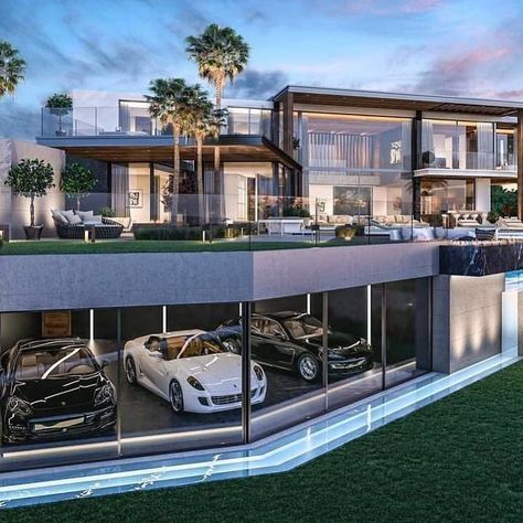 This Home is Amazing🤩⠀ What cars would you have in the garage?⠀ Tag who you would live here with!⠀ •⠀ •⠀ • ⠀ Follow @fancy.homes for more… Dream House Pictures, Contemporary Mansion, Mansion Exterior, Luxury Houses Mansions, Dream Mansion, Casas The Sims 4, Fancy Houses, Modern Mansion, Mansions Luxury