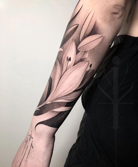 Leaves Around Arm Tattoo, Leaf Tattoo Sleeve, Flowers Sleeve Tattoo, Geometric Tattoo Sleeve Designs, Chest Piece Tattoos, Back Tattoos For Guys, Spine Tattoos, White Tattoo, Art Tattoos