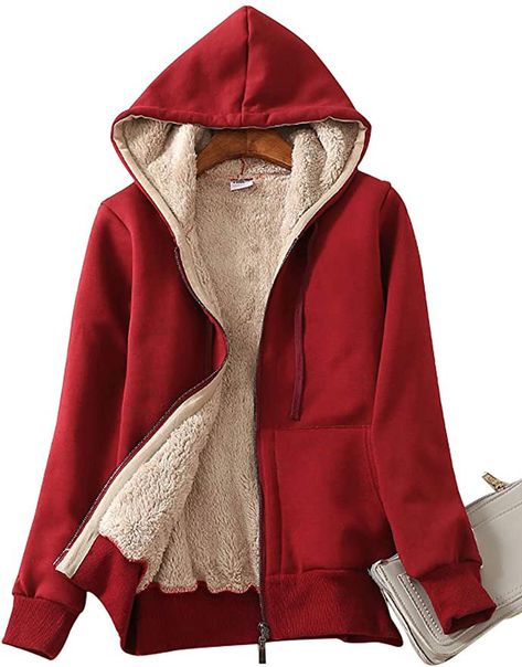 This Super Soft Fleece-Lined Hoodie Is the Perfect Match for Cold Weather, According to Thousands of Shoppers Thick Hoodies, Thick Cardigan, Hoodies For Women, Winter Vest, Plus Size Coats, Winter Hoodies, Solid Clothes, Winter Coats Women, Sherpa Lined