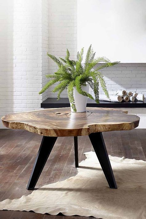 Round Chamcha Dining Table with Tapered Legs  #blacklegs #tapered #round #dining #chamcha #wood #origins #PhillipsCo Round Tree Slices Ideas, Round Table Legs Ideas, Diy Wooden Coffee Table, Wood Table Round, Round Wood Table, Wood Bench Outdoor, Eco Furniture, Wood Table Diy, Wood Table Design