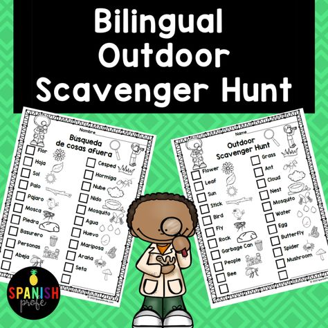 Spanish Circle Time Ideas, 1st Grade Bilingual Classroom, Bilingual 1st Grade, Fun Spanish Class Activities, Spanish Kindergarten, Bilingual Centers Dual Language, Outdoor Scavenger Hunt, Spanish Immersion, Time Planning