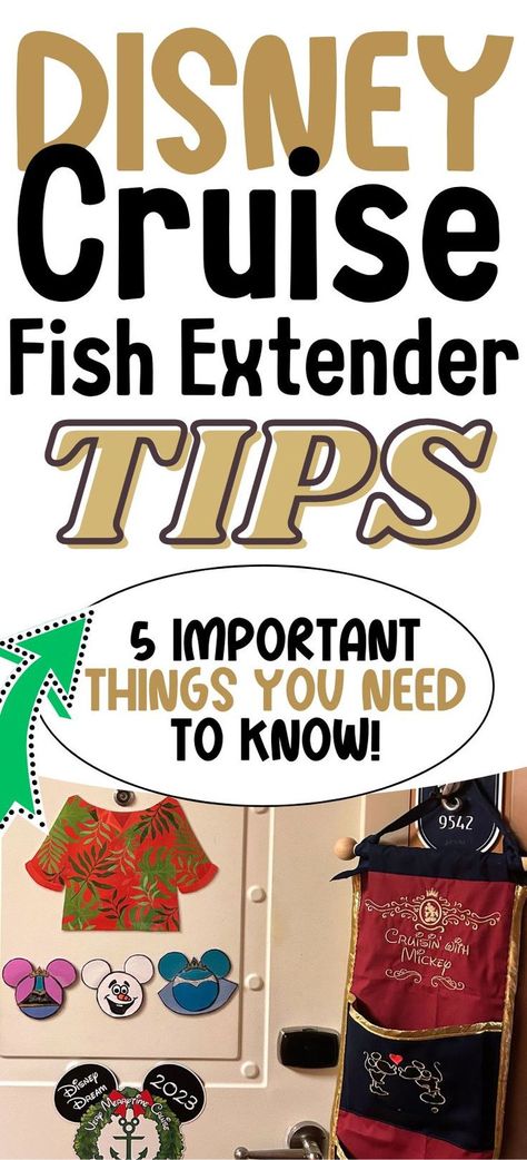 A red and blue fish extender hanging on a door. The text over the image reads, "Disney Cruise fish extender tips, 5 important things you need to know". Toddler Airplane Activities, Toddler Travel Activities, Disney Cruise Fish Extender Gifts, Disney Cruise Fish Extender, Airplane Activities, How To Make Fish, Disney Cruise Vacation, Fish Extender Gifts, Fish Extender