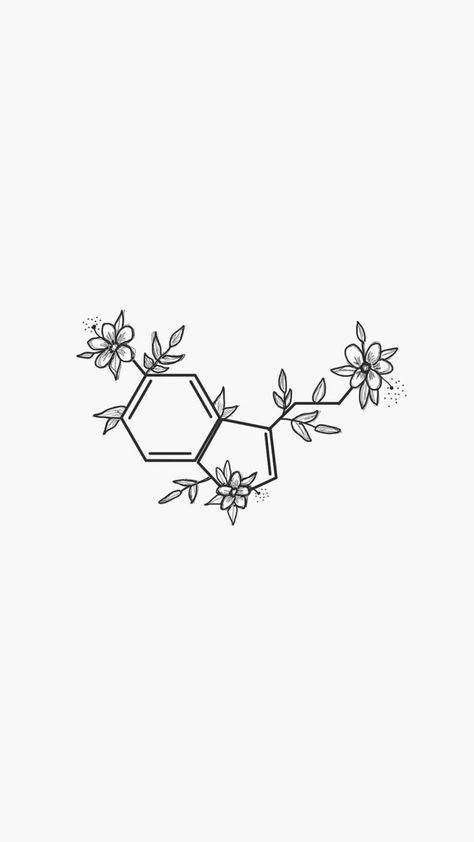 Hemp Tattoo Ideas, Chemical Symbol For Serotonin Tattoo, Happy Chemicals Tattoo, Caffeine Tattoo Molecule Flowers, Serotonin Chemical Structure Tattoo, Happy Chemical Tattoo, Tattoo Seratonin, Dopamine Tattoo Simple, H2o Tattoo Molecule