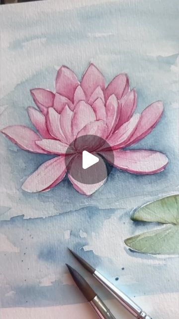 Lotus Flower In Water Drawing, Watercolour Water Lilies, Lotus Flower Watercolor Painting, Watercolor Water Lily, Lotus Flower Art Paint, Waterlily Drawing, Lotus Watercolor Painting, Waterlily Painting, Lotus Flower Watercolor