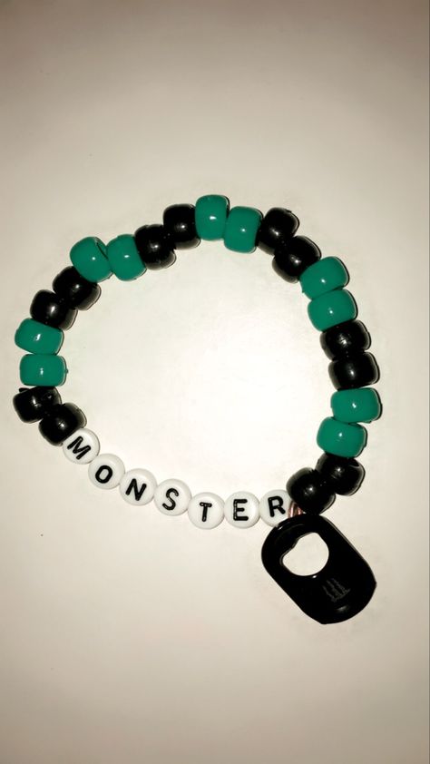 Aesthetic Accessories, Kandi Bracelets, Energy Bracelets, Bracelet Ideas, Monster Energy, Bead Bracelets, Perler Bead, Perler Beads, Beaded Bracelets