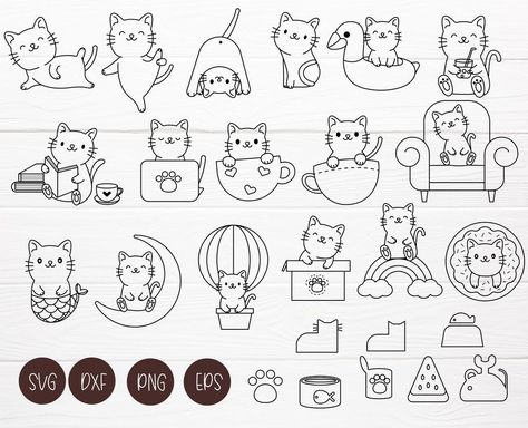 Elevate Your Projects with Aesthetic Cute Stickers | cute quotes #for stickers cute zebra #stickers cute #stickers #for kids cute #stickers hello #kitty and friends Cute Cat Drawing, Etsy Stickers, Cat Doodle, Doodle Tattoo, Cat Stamp, Doodle Designs, Simple Doodles, Cartoon Cat, Bullet Journal Inspiration