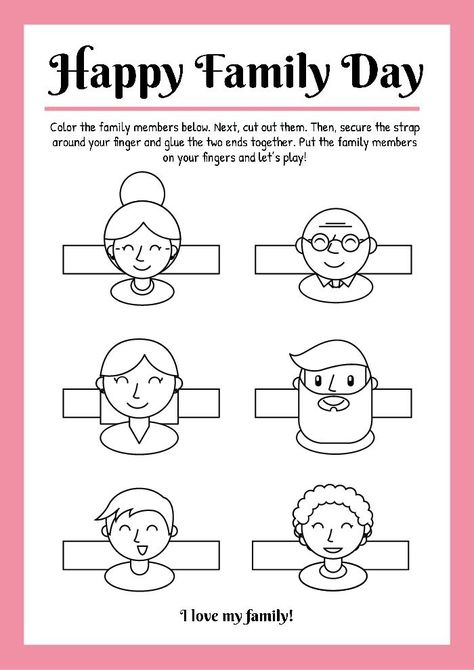 Hand-drawn Family Day Puppets Worksheet Family Day Activities Preschool, Family Worksheets For Kids Kindergarten, My Family Worksheet Preschool, Family Worksheets For Kids, Family And Friends Worksheet, Family Finger Puppets Printable, Family English Worksheet, Members Of The Family Worksheet For Kids, My Family Worksheet