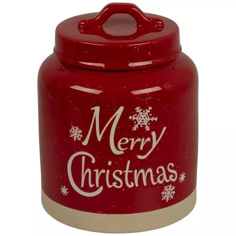 Rustic Merry Christmas Cookie Jar | Hobby Lobby | 6136436 Christmas Cookie Jar, Christmas Cookie Jars, Red Ceramic, Christmas Decorations Living Room, Ceramic Color, Santa Cookies, Christmas Jars, Classic Cookies, Holiday Candles