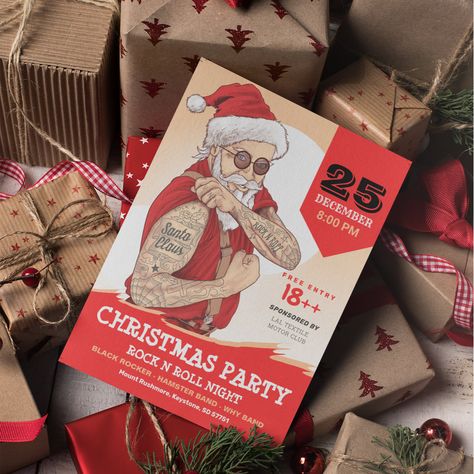 Bad Santa, Christmas Party Themes, Christmas Party Invitation, Party Rock, Christmas Graphics, Holiday Party Invitations, Santa Claus Christmas, Christmas Party Invitations, Christmas Party Decorations