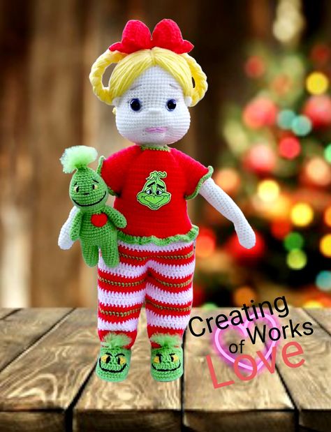 Grinch life doll #crochetdoll Cindy Lou Who Crochet Pattern Free, Crochet Grinch, Grinch Baby, Baby Grinch, Cindy Lou Who, Cindy Lou, Love Crochet, Pattern Free, My Passion