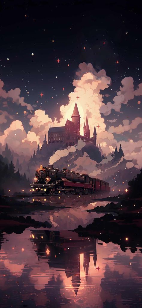 Hogwarts Train Wallpaper, After All This Time Always Aesthetic, Hogwarts Autumn Wallpaper, Hogwarts Fanart Castle, Hogwarts Train Drawing, Harry Potter Art Wallpaper, Harry Potter Screen Savers, Fantastic Beasts Wallpaper Aesthetic, Aesthetic Hogwarts Wallpaper