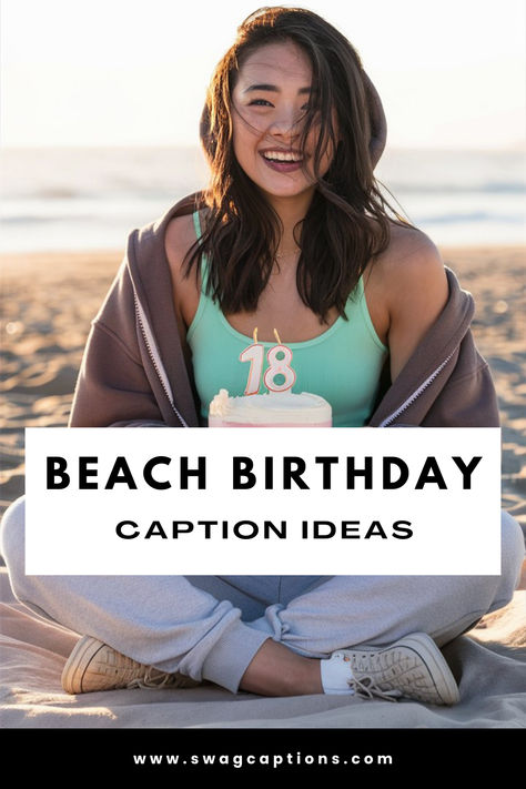 Looking for the perfect caption to complement your sun-soaked birthday photos? Dive into these creative and fun beach birthday caption ideas! Whether you're celebrating with sandy toes, ocean waves, or a seaside sunset, we've got the perfect words to capture your special day. From witty and humorous to heartfelt and inspirational, find the best beach-themed captions that will make your Instagram posts shine. #BeachBirthday #BirthdayCaptions #BeachLife #BirthdayCelebration Birthday Beach Captions, Beach Birthday Quotes, Birthday Trip Captions, Beach Birthday Party Aesthetic, Birthday Caption Ideas, Beach Poems, Birthday Captions For Myself, 21st Birthday Captions, Birthday Wishes Best Friend