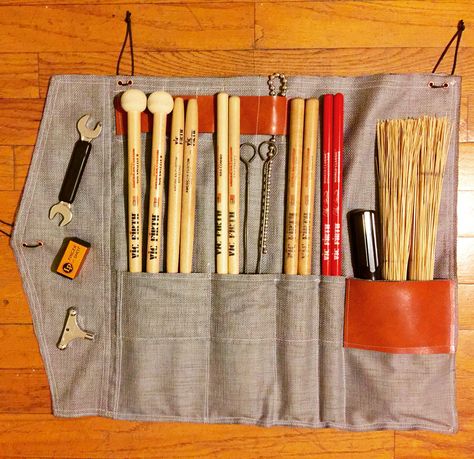 Drumstick Bag Diy, Drums Sticks, Homemade Drum, Drumstick Bag, Drum Stick Bag, Diy Drums, Homemade Musical Instruments, Music Bag, Scrap Fabric Projects