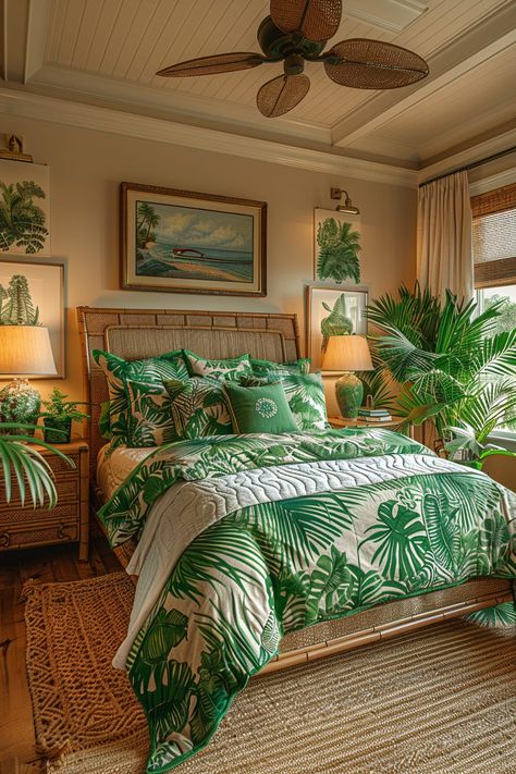 29 Beige Bedroom Ideas 19 Sage Green Bedrooms, Hawaiian Bedroom, Modern Boho Minimalist, Beige Bedroom Ideas, Sage Green Bedroom Ideas, Green Bedrooms, Green Bedroom Ideas, Tropical Bedroom, Restful Bedrooms