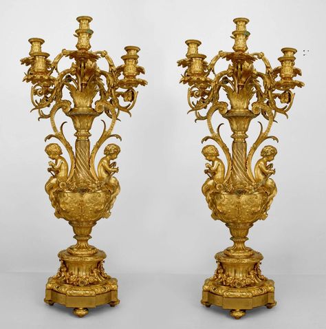 French Louis XV accessories candelabra bronze dore Antique Candles, Home Fragrance Accessories, Antique Chandelier, Scroll Design, Antique Porcelain, Objet D'art, Bronze Sculpture, Rococo, Antique Furniture