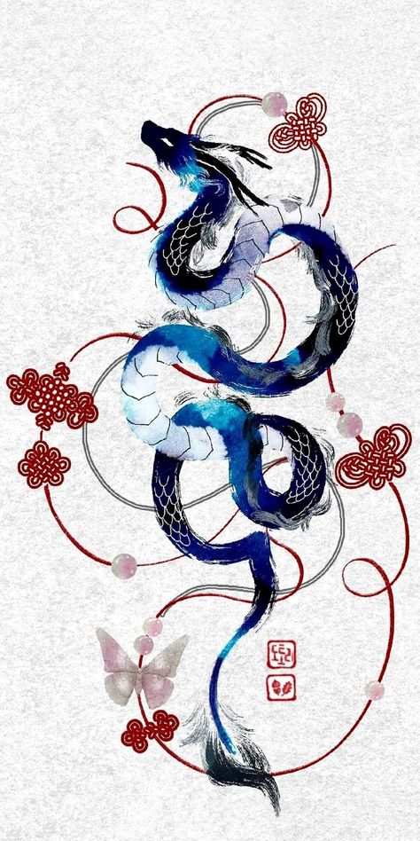 Chinese Water Dragon Art, Iphone Wallpaper Dragon, Cool Sleeve Tattoos, Dragon Tattoo Back, Minimal Tattoo Designs, Dragon Painting, Dragon Anime, Dragon Poster, Dragon Tattoo Art