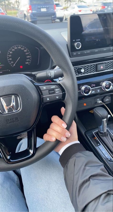 Black Cute Nails, Black Honda Civic, Honda Sports Car, Best Cars For Teens, Honda Civic Car, Black Honda, Car For Teens, Honda Civic Sport, Civic Car