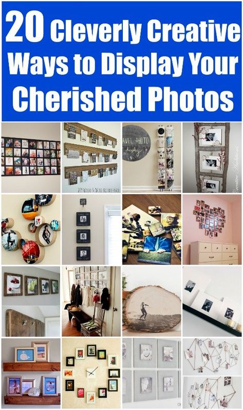 20 Cleverly Creative Ways to Display Your Cherished Photos - Really good projects! Photo Decor, Picture Hanging, Photo Projects, Diy Life, Diy Photo, Creative Photos, Photo Craft, Picture Display, Photo Displays