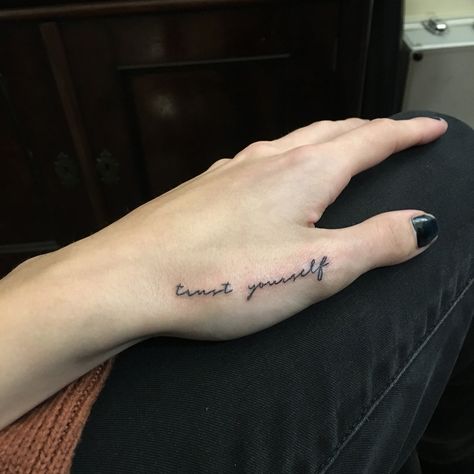 Word Tattoos On Hand, Small Name Tattoo, Name Tattoo On Hand, Thumb Tattoos, Walking Art, Tattoo On Hand, Tiny Wrist Tattoos, Omerta Tattoo, Skeleton Hand Tattoo