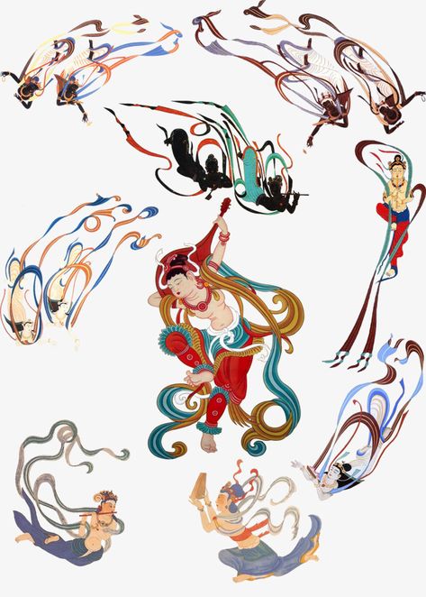 Dunhuang Feitian, Flying Fairy, Tibet Art, Chinese Illustration, Dunhuang, Indonesian Art, Clark Art, Ancient Myths, Thai Art