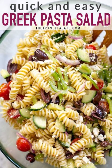 Cold Feta Pasta Salad, Cold Pasta Side Dishes Easy, Pasta Salad Recipes For A Large Crowd, Easy Simple Pasta Salad, Large Pasta Salads For A Crowd, Quick Pasta Salad Simple, Pasta Cold Salad, Pasta Greek Salad, Cold Greek Pasta Salad