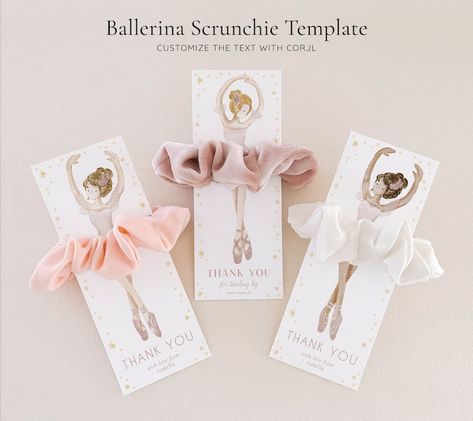 Ballerina Scrunchie Card Template, Ballet Dancer Party Favour, Editable Digital Download - Etsy Canada Ballet Birthday, Ballet Party, Ballerina Birthday Parties, Ballerina Party, Ballerina Birthday, Classroom Gifts, Ballet Dancer, Party Favours, 2nd Birthday Parties