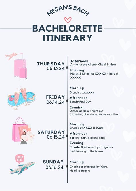 This Charleston Bachelorette Itinerary Template is your ultimate secret weapon for planning an unforgettable bachelorette bash no matter where you roam. Whether you're picturing sun-kissed beaches in Miami, vibrant Scottsdale nightlife, or the charming streets of Charleston (and beyond!) our adaptable template empowers you to craft the perfect itinerary with ease.  Say goodbye to stress and hello to seamless celebrations full of style and laughter.  This versatile planner is your key to unlocking a bachelorette weekend that will have everyone reminiscing for years to come.  
.#WeddingPlanning #BrideToBe #WeddingInspiration #EventPlanning #DreamWedding St Tropez Bachelorette, Bachelorette Itenary Ideas, Planning Bachelorette Party, How To Plan A Bachelorette Party, Bachelorette Location Ideas, Bachelorette Trip Ideas, Bachelorette Charleston, Bachelorette Schedule, Bachelorette Party Budget